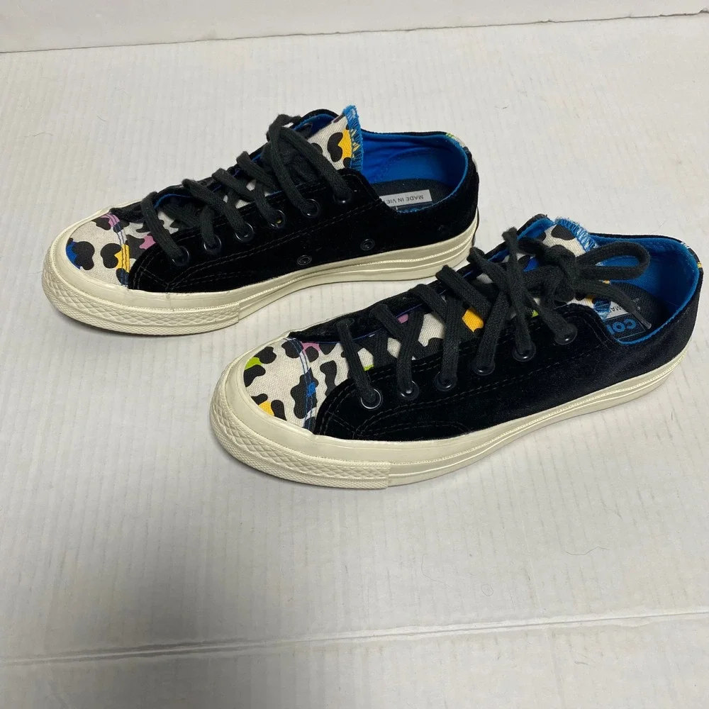 Converse Chuck 70 Ox Velvet Leopard Print Sneakers Black Multi Womens 7 Colorful - Picture 3 of 11